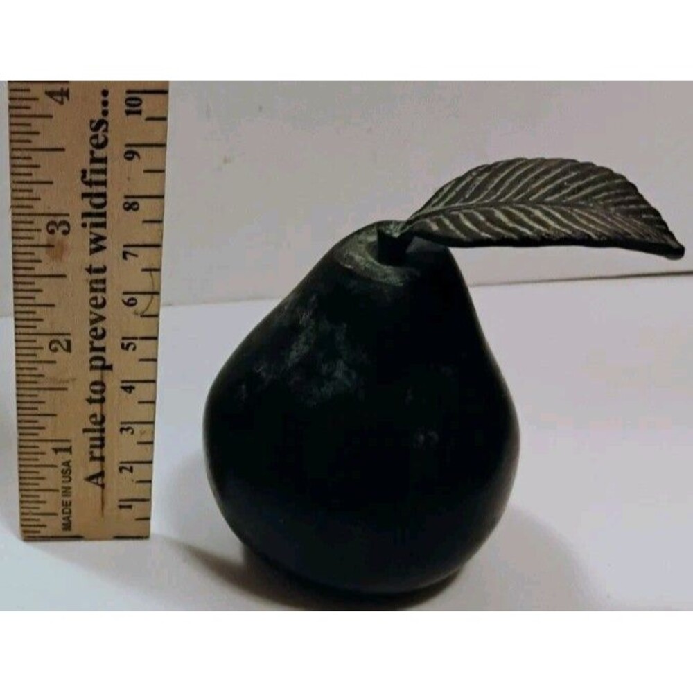 Vtg Copper/Bronze Pear Sculpture Heavy Metal Paperweight MCM Decorative Accent